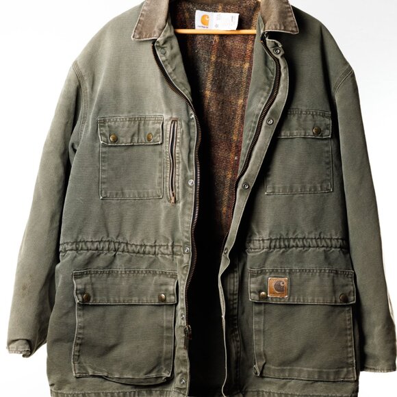 Vintage Carhartt Blanket-Lined Chore Coat Olive Green XL - Picture 1 of 6
